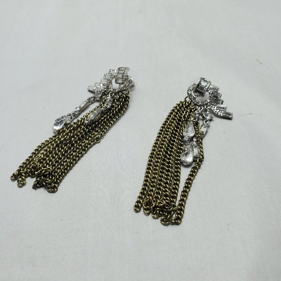 Bijou drive gold link with rhinestones earring - Picture 3 of 5